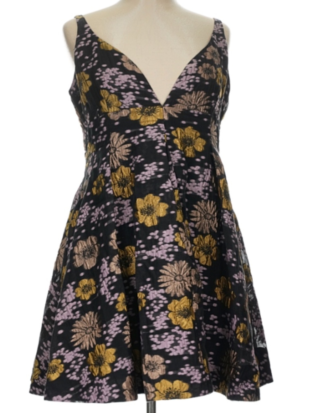 Anthropologie Urban Outfitters Black Halter Aline Fit-n-Flare Mini Dress Floral